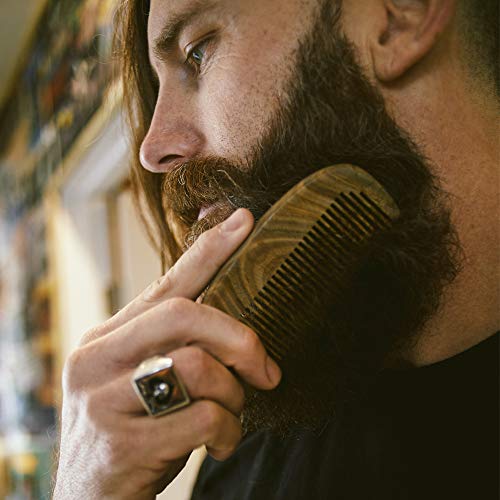 Zeus češalj za bradu od sandalovine sa omotačem od prave kože, antistatički drveni češalj za duge brade - S31