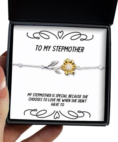 Fancy StepMother Narukvica od suncokreta, moja maćeha je posebna jer ona odlučuje, sadašnjost za mamu, motivacijske poklone od sina