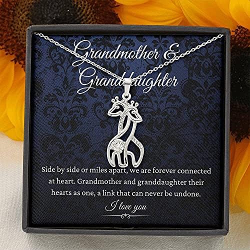 Nakit za poruke, ručno izrađena ogrlica - personalizirani poklon žirafe ogrlica, baka i unuka ogrlica, rođendanski poklon za baku od unuka, nakit unuke za