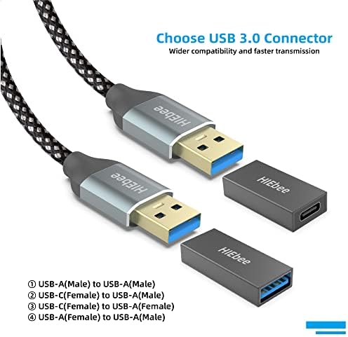HIEBEE USB 3.0 u USB 3.0 kabl 3ft produžni kabel, USB a do ženskog adaptera, USB žensko za upis c Ženski adapter 3 u 1 Brzi prijenos podataka Kompatibilan s USB tipkovnicom, miš, flash pogonom