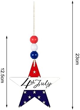 ZXDY SHARD STARI u obliku drvene američke zastave Patriotske nezavisnosti Dekor božićne drveće perle Garland Red