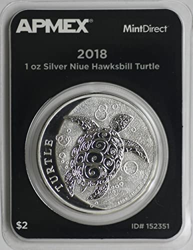 2018 Nu Mint Direct Srebrni Niue Hawksbill Turtle 2 dolara sjajan neobičan utikač poput