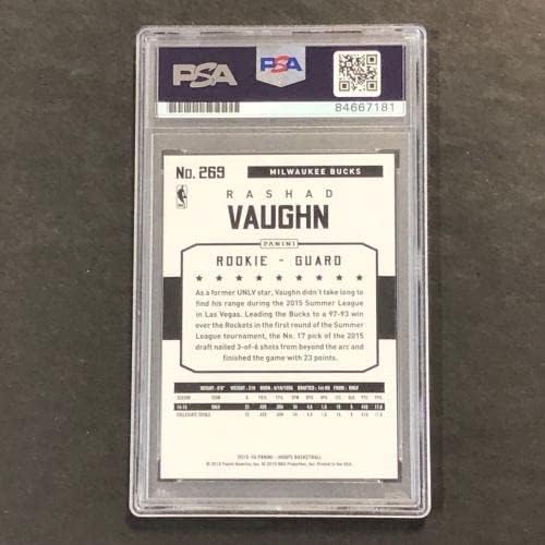 2015-16 Panini NBA HOOPS # 269 Rashad Vaughn potpisana kartica Auto 10 PSA ploča RC R - Košarkaste ploče sa autogramiranim karticama