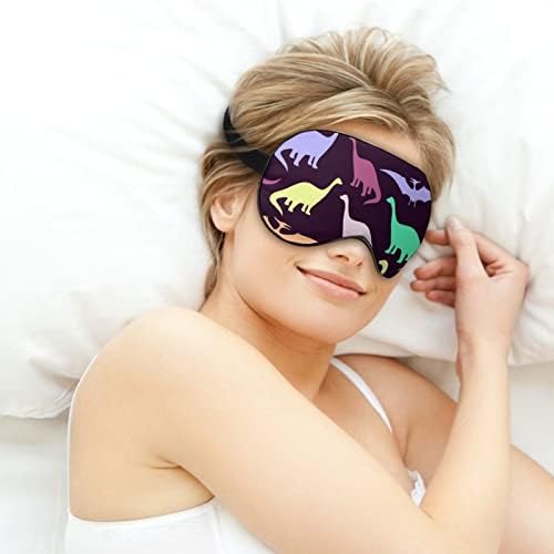 Dinosaurusi maska ​​za spavanje noćno pokrivanje za žene muškarci blokiraju svjetlost za avion za prijevoz koji je podesiv naprijed