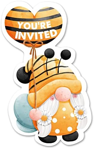 Bee Gnome Party pozivnice sa kovertama, 20 set Bee Gnome u obliku poziva Rođendani Bynt Party poziva na zalihe uslugama, dvostrano
