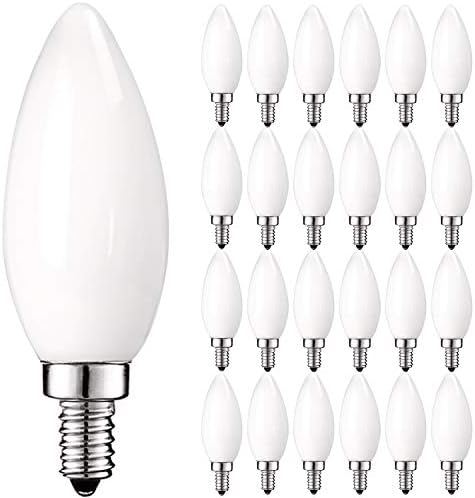 LUXRITE LED luster sijalice, E12 LED sijalica sa mogućnošću zatamnjivanja, 40 Watt ekvivalent, 2700k topla bela, mat LED kandelabra sijalica, 360 lumena, ul lista