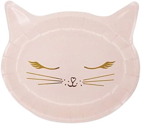 Cadpkler 8kom Pink Cat Face papirni tanjir - jednokratni tanjir sa mačjim oblikom lica - potrepštine za zabavu - papirni tanjir za