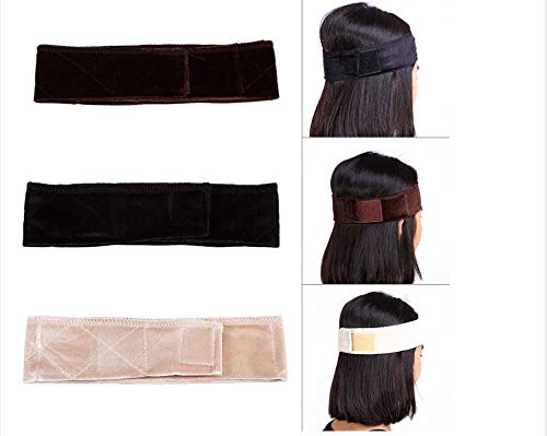 Deepth 3kom fleksibilni baršunasti držač za periku šal za glavu perika za kosu Podesiva Fastern crna smeđa i bež Bez 3 kape za periku i 3 nevidljive mreže za kosu