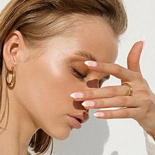VOTACOS francuski vrh Press na noktima srednji badem lažni nokti goli lažni nokti sa biserima dizajn sjajni puni poklopac štap na noktima za žene 113