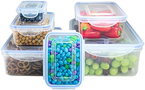 Nicole Home Collection plastični kontejneri za skladištenje hrane sa Zaključavajućim poklopcima, nepropusni, nepropusni, Ugniježđeni, Set od 6 BPA bezbednih za mašinu za pranje sudova i zamrzivač