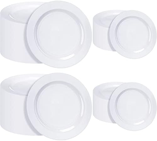 200 komada bijeli plastični tanjiri bijeli tanjiri za jednokratnu upotrebu teški tanjiri uključujući 100 bijelih tanjira za večeru