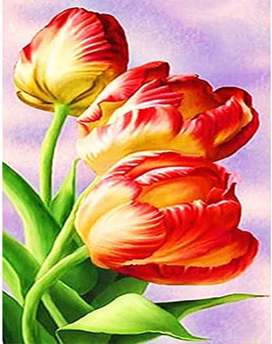 Tulipani DIY 5D puni bušilica za cvijeće za cvijeće Dijamantni setovi za djecu i odrasle, Crystal Rhinestone vez dijamantskih slika po broju Kompleti Art Craft Početna Zidna dekor 30x40cm / 11.81x15.75in