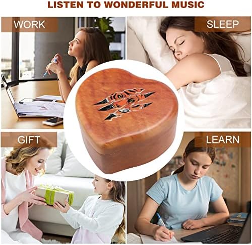 Tiger Claw Mark Heart Music Box Drvene muzičke kutije Najbolji poklon za godišnjicu božićnog rođendana