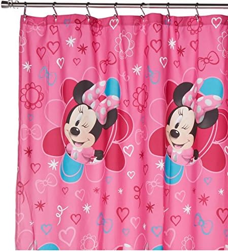 Jay Franco Disney Mouse Tkanina Tuš za tuširanje-'fucshia, 70 x 72, minnie ružičasta srca