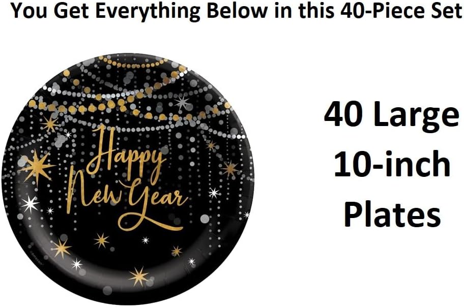 Novogodišnja ponuda za zabavu postavljene papirne ploče - 40 ploča - 40 ukupnih komada! ...