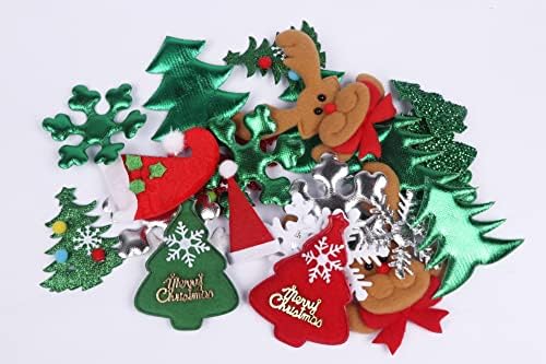 Yycraft asoorted 50pcs božićne podstavljene aplikacije za šivanje, božićno stablo Snowflake snjegovića miks za obnavljanje uljepšavanja i ukrasa za božićne zabave