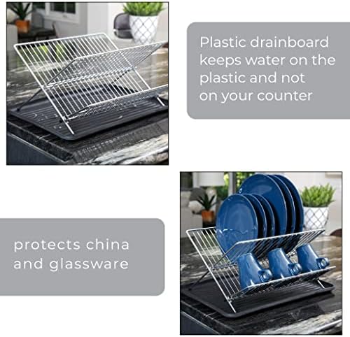 Smart Design Jelo odvodni nosač sa sudoperom ili sušenjem brojača - čelična metalna žica - pribor za jelo, ploče, posuđe, šalice, srebrna oprema - kuhinja