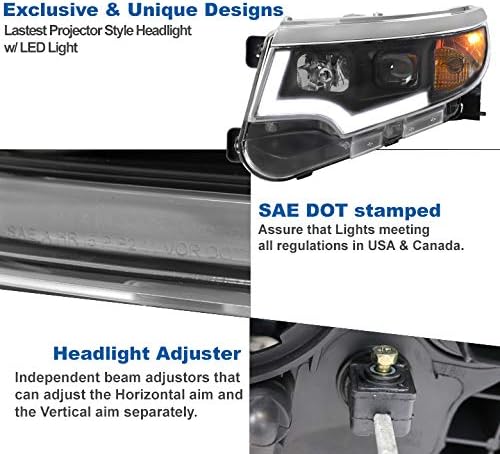 ZMAUTOPARTS LED cijev projektor farovi prednja svjetla Crna w / 6.25 plava LED DRL kompatibilna sa 2011-2014 Ford Edge