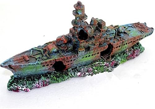 Nupart Resin oštećen mornarički ratni brod brod olupina akvarijuma Ornament ukras za pećinski akvarijum pejzaž