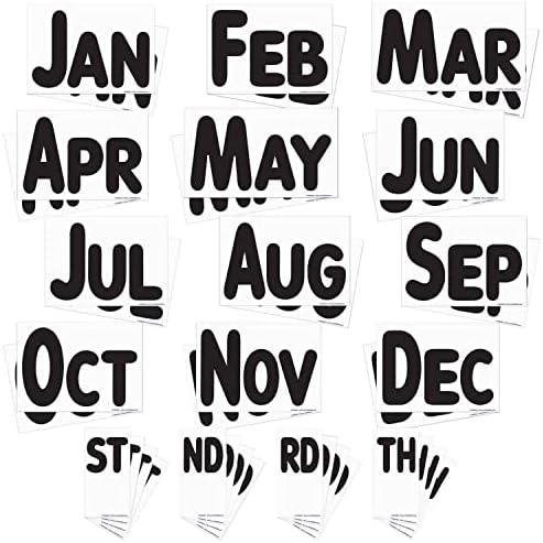 Kitabilnost Dodatna slova za ploče bijele poruke pločnici sa 4 inčnim zapisima, datumima i mjesecima kratice, crno na bijeloj pozadini