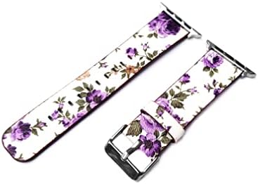 Nickston Purple Roses Floral FL-4 Band Kompatibilan sa Apple Gledom Ultra 8 7 6 SE serije 40mm 41mm 44mm 45mm 49mm Mekana kožna elegantna