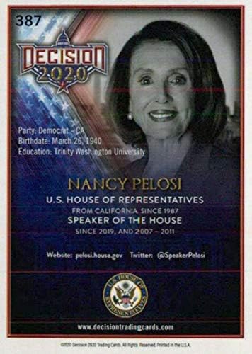 2020 Odluka o listu # 387 Nancy Pelosi trgovačka kartica