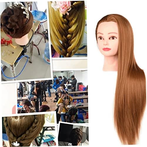 Ckuakiwu model manekenske glave, Glava za oblikovanje kose, glava za trening od sintetičkih vlakana od 24,8 inča, Lutka za frizersku