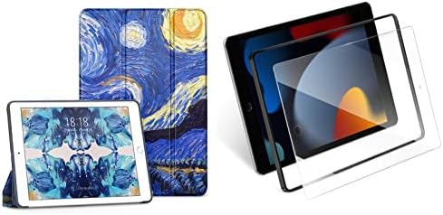 DTTO iPad 9. / 8. / 7. generacija 10.2 Slučaj, lagani mekani TPU nazad za iPad 10,2 inča sa kaljenim staklenim zaslonom Zaštitnikom i okvirom za poravnanje, zvjezdano noći