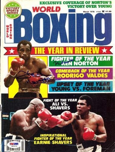 Muhammad Ali & Ken Norton potpisao Boxing World Magazine Cover PSA/DNK S01573 - autogramom Boxing časopisi