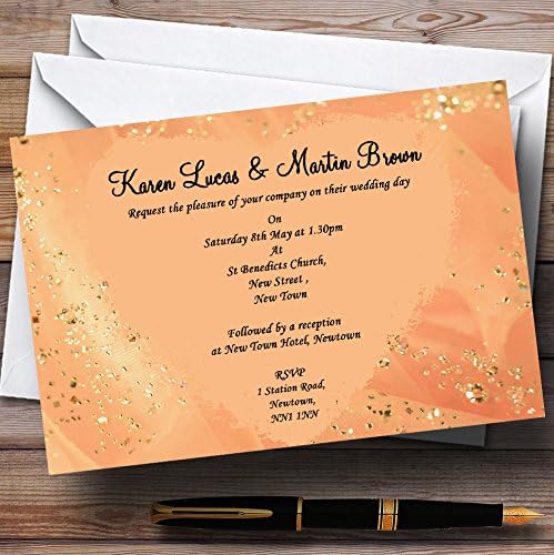 Zlatne breskve prilično personalizirane pozivnice za vjenčanje