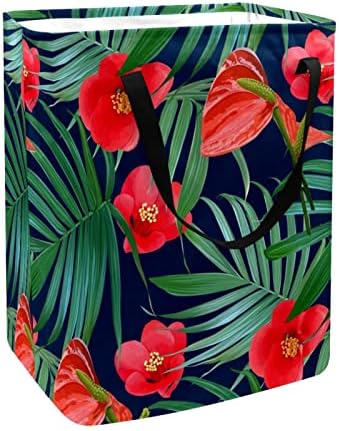 Tropsko cvijeće palmino lišće Print sklopiva korpa za veš, 60L vodootporne korpe za veš kanta za veš igračke skladište za spavaonicu kupatilo spavaća soba