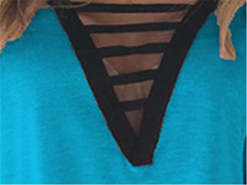 Andongnywell ženske kratke rukave V-izrez Criss Shirts Loose Fit Tunic Tops Hem Casual višebojni T-Shirt