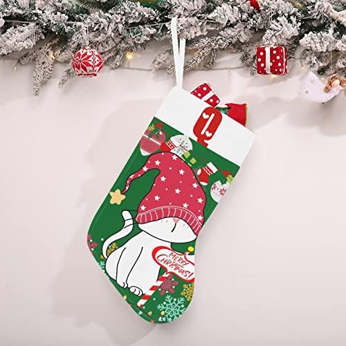 Monogram Santa Cat Božićne čarape sa slovom q i srcu 18 inča Veliki zeleni i bijeli