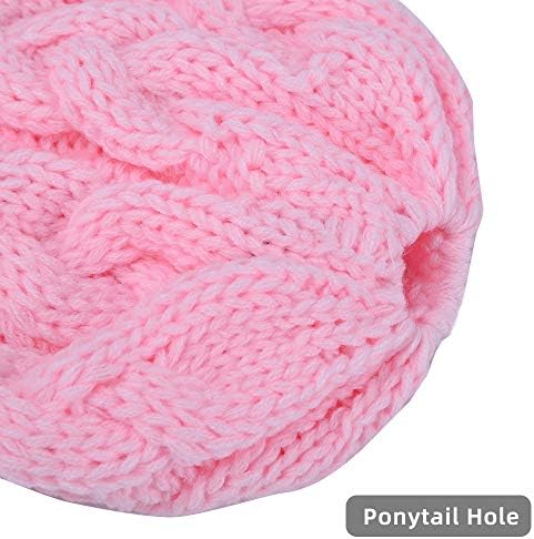 Rosoz Ponytail Beanie za žene, zima toplo zrna beanie rep meko rastezanje kabela za pletene neredski šešir