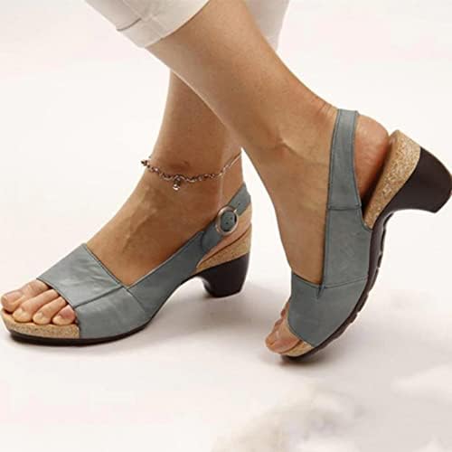 Aaimomet sandale Žene Dressing Summer Stan, Sandale Žene Udobne sandale za pete Otvorene prste Ljetne kovrčene sandale za potkoljenice