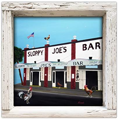 Sloppy Joe's Bar | u Key West Florida Original Art Print na sjajnoj keramičkoj pločici 4.25 x 4.25 Uokvirenoj u okviru zamke za jastoge