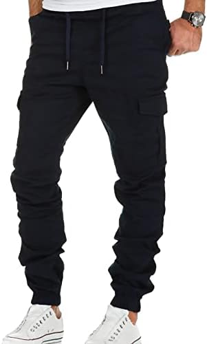 Joga hlače za muškarce tople hlače vježbe hlače modne casual solidne boje elastične džepove kombinezone hlače