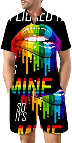 Medystore Muške LGBT košulje i kratke hlače Postavite ljetne odjeće Modni lezbijski ponos 2 komada kratke trake