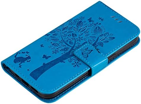 Meikonst futrola za Galaxy A53 5G, modni Retro reljefni PU kožni novčanik u stilu knjige, Flip sa držačem kartice magnetni poklopac za Samsung Galaxy A53 5G, Kt plavo drvo želja