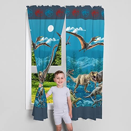 Jurassic World Dominion Kids Room Prozor zavjese paneli za zavjese, 82 inča x 63 inča, od Franco