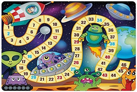 Lunarable društvene igre pet Mat za hranu i vodu, svemir stvorenja Sci-Fi raketa kosmonaut čudovišta NLO zemlja sastav, pravougaonik