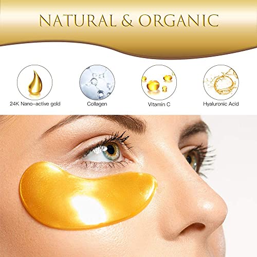 Avjone 24K zlatna maska ​​za oči - 30 parova, natečenih očiju i tamnih krugova tretmana - ublažite pritisak i smanjite bore, revitalizirajte i osvježite kožu