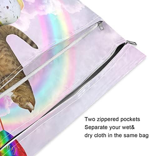 ZZXXB Cat Unicorn Rainbow Vodootporna mokraća torba za višekratnu krpu s pelenom mokra suha torba sa džepom sa patentnim zatvaračem za putovanja na plaži Bazen teretane joga kupaće kostimi