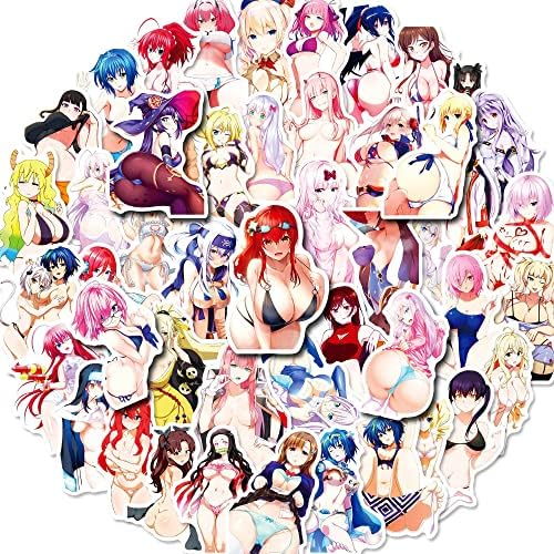 50 kom. LEWD Anime Girl naljepnice, seksi Thicc Anime Girl Bikini Binil Vodootporne naljepnice za Otaku Web, Ecchi Hentai Manga Hantai