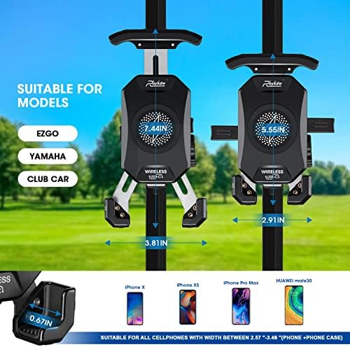 Roykaw Golf Cart Holder telefon sa 15W bežičnim i USB C 20W Brzi punjač za iPhone / Galaxy / Google Pixel / Motorola - brzo izdanje