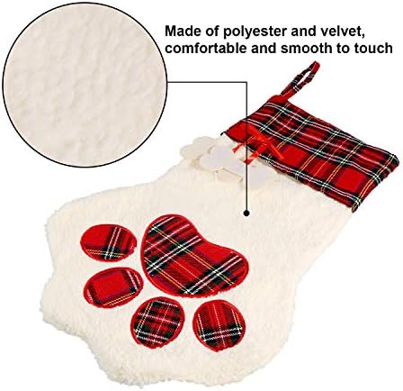 2 komada Božićne čarape Pet Paw uzorak Čarape Kamin Viseći čarape za kućne ljubimce i božićno uređenje