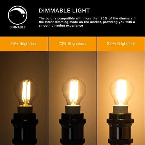 KUNOQXHA G45 LED Edison sijalica sa mogućnošću zatamnjivanja, 2W LED žarulja sa žarnom niti 20W ekvivalentna 2700k topla bijela E14