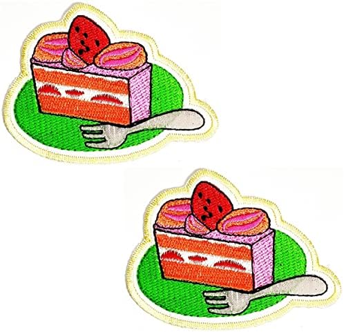 Kleenplus 2kom. Deserti Patch zanati Umjetnost šivanje popravak Sretan rođendan jagoda torta crtani film vezeno gvožđe na šivati bedž