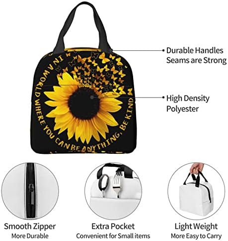 Aseelo leptir i suncokret prenosiva folija zadebljana izolacija torba za ručak torba za ručak za žene i muškarce za djecu, jednostavna