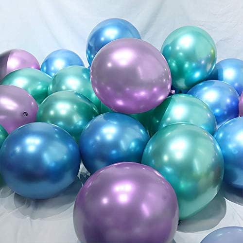 BALONAR 3.2 g 12inch 90kom metalik Hromirani balon u plavo zelenoj i ljubičastoj boji za uređenje rođendana vjenčanja